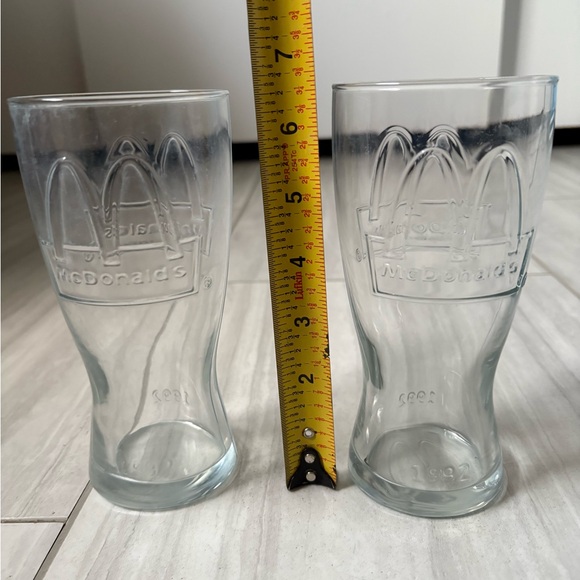Vintage Pair 1992  Clear Drinking Glasses Golden Arches McDonalds - Picture 1 of 6